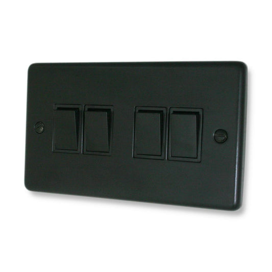 Contour Flat Black 4 Gang Switch 2 Way