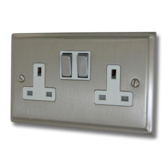 Deco Satin Nickel 2 Gang Socket