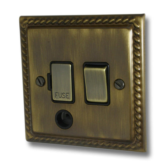 Georgian Antique Brass Switch Fused Spur with Flex Outlet (Brass Switch)