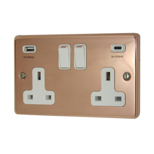 Contour Bright Copper 2 Gang USBC Socket