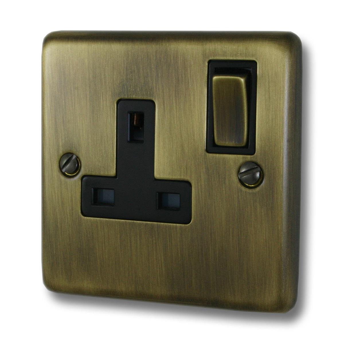 Contour Antique Brass 1 Gang Socket (Brass Switch)