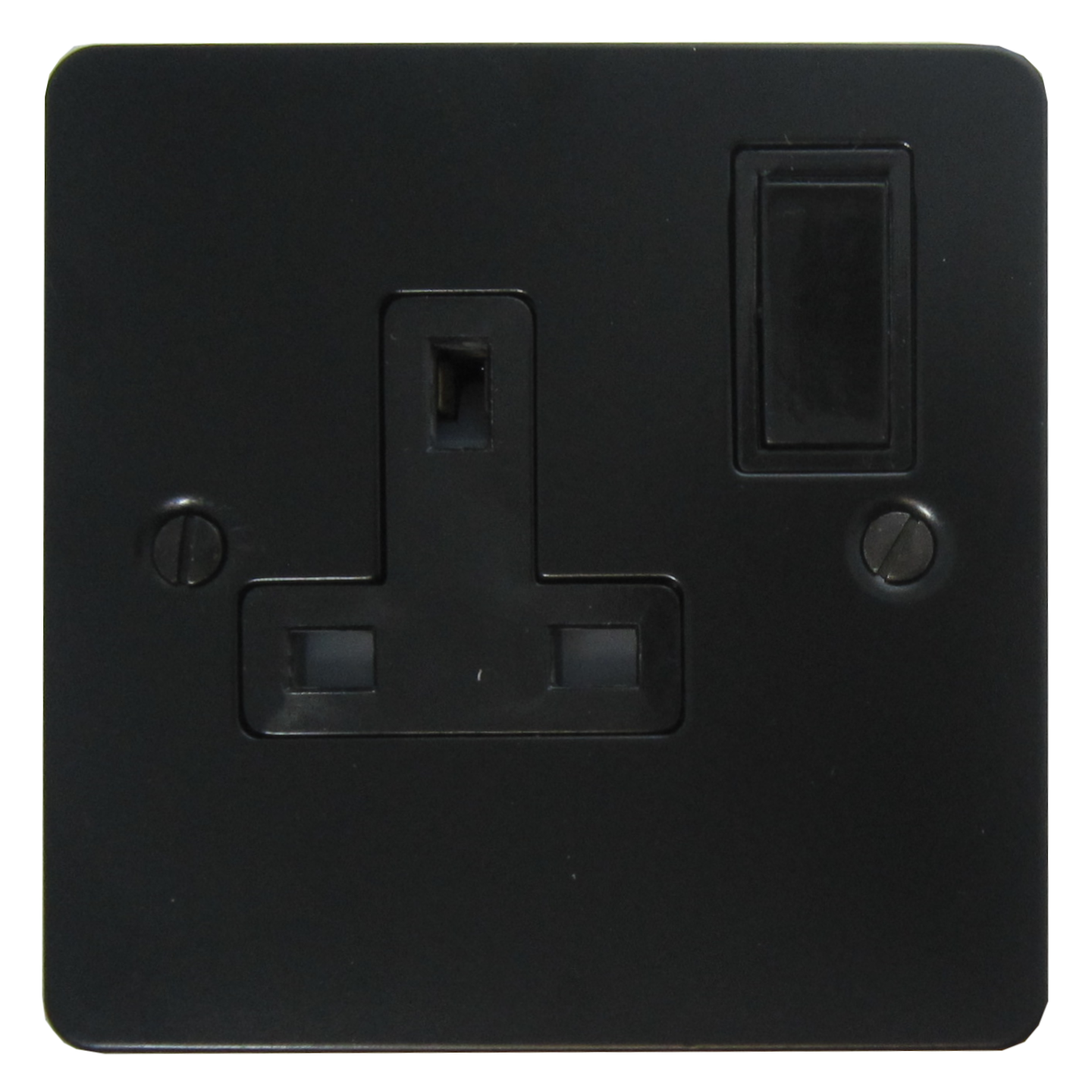 Flat Black 1 Gang Socket (Black Switch)