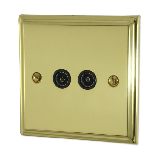 Deco Polished Brass Twin Tv Point