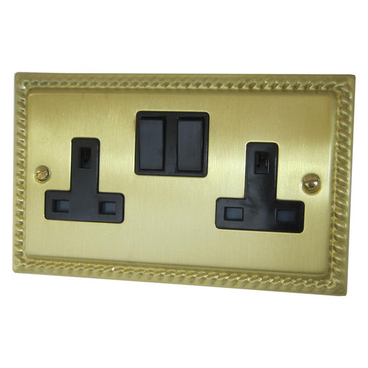 Monarch Satin Brass 2 Gang Socket