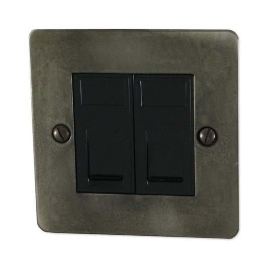 Flat Slate Effect 2 Gang Rj45 Socket