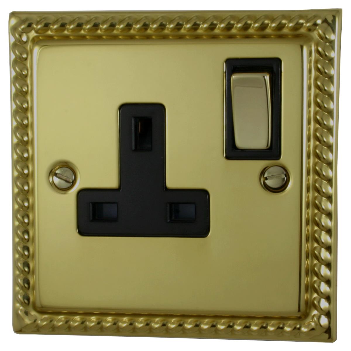 Monarch Polished Brass 1 Gang Switched Socket