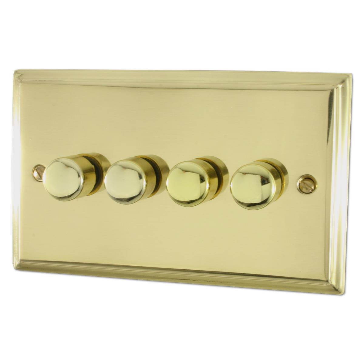 Deco Polished Brass 4 Gang 400W Dimmer