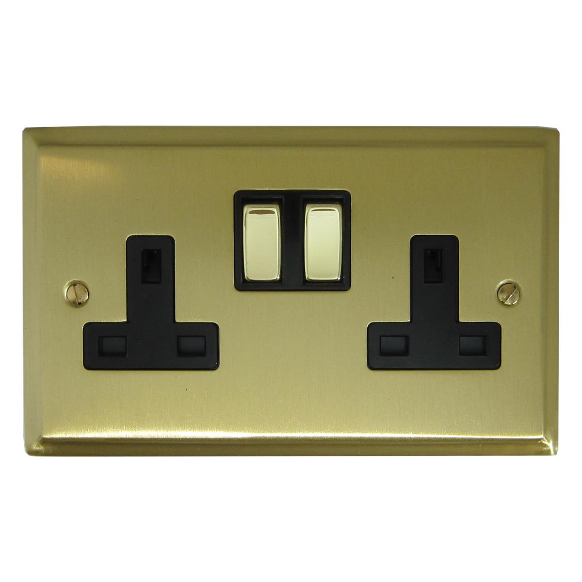 Deco  Satin Brass  2 Gang Socket