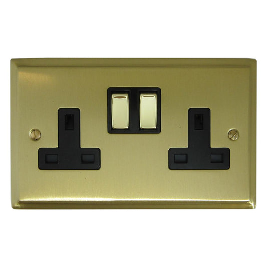 Deco  Satin Brass  2 Gang Socket