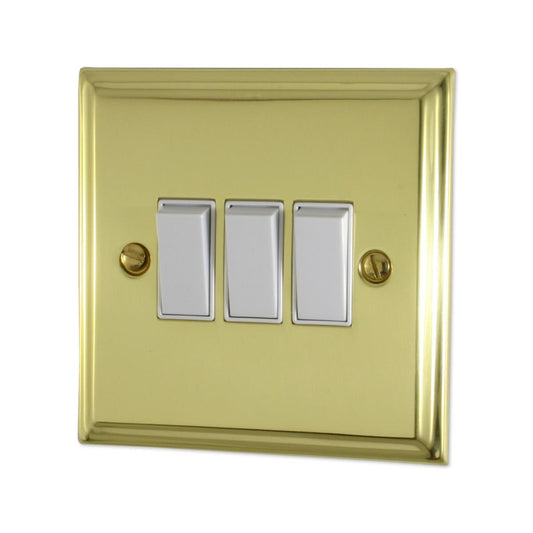 Deco Polished Brass 3 Gang Switch