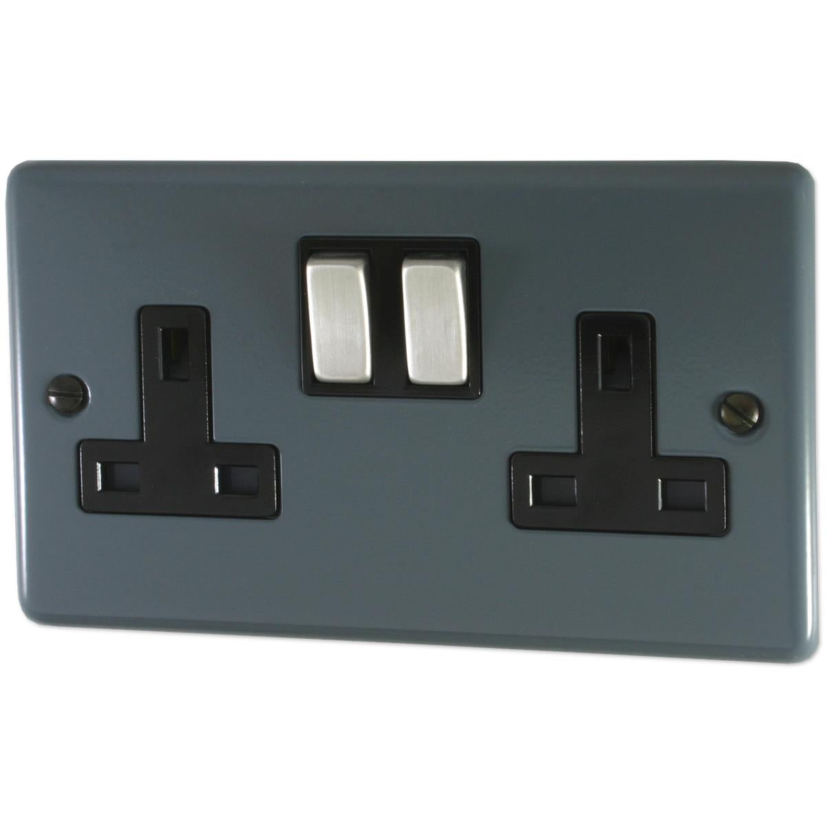 Contour  Dark Grey  2 Gang Socket