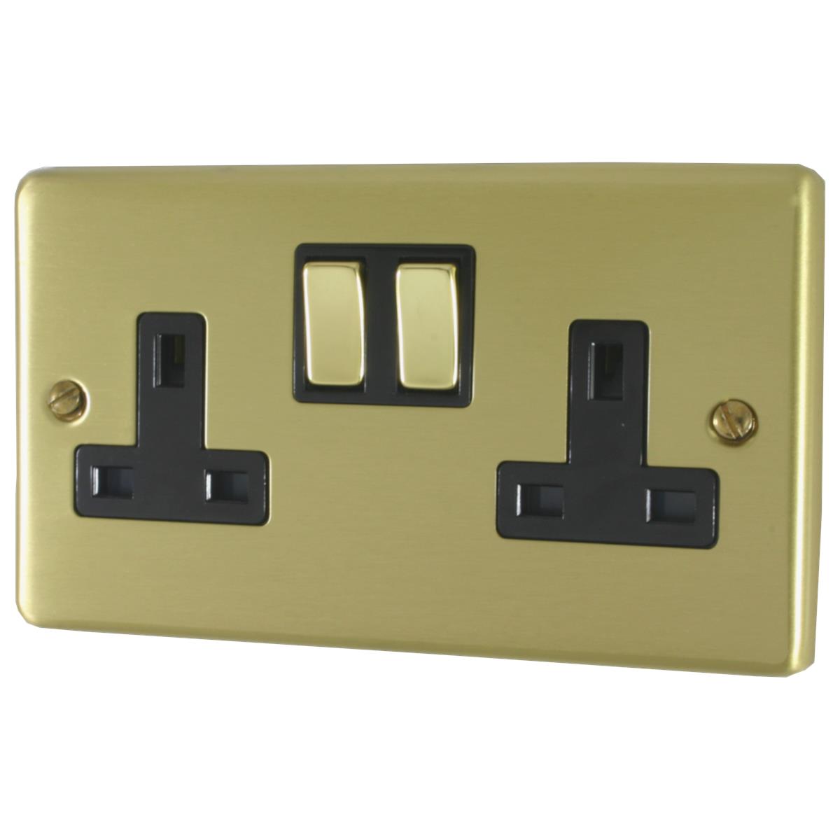 Contour  Satin Brass  2 Gang Socket