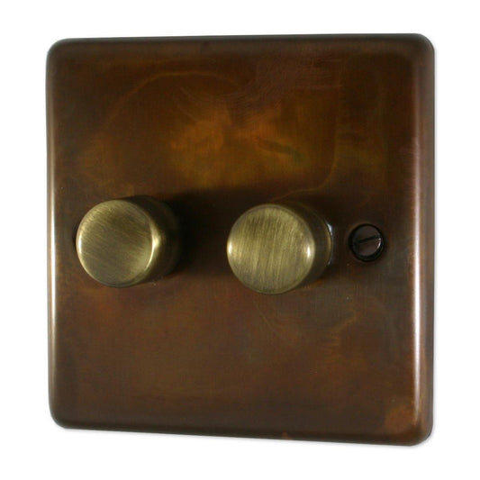 Contour Tarnished Copper 2 Gang Dimmer LED