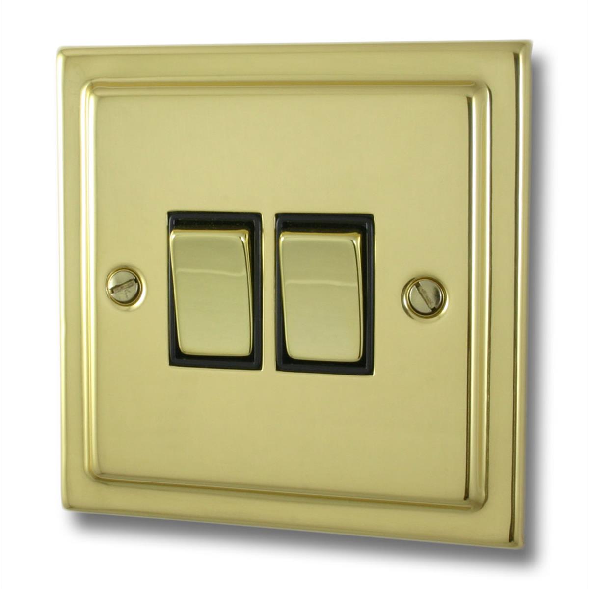 Trimline Polished Brass 2 Gang 2 Way Switch