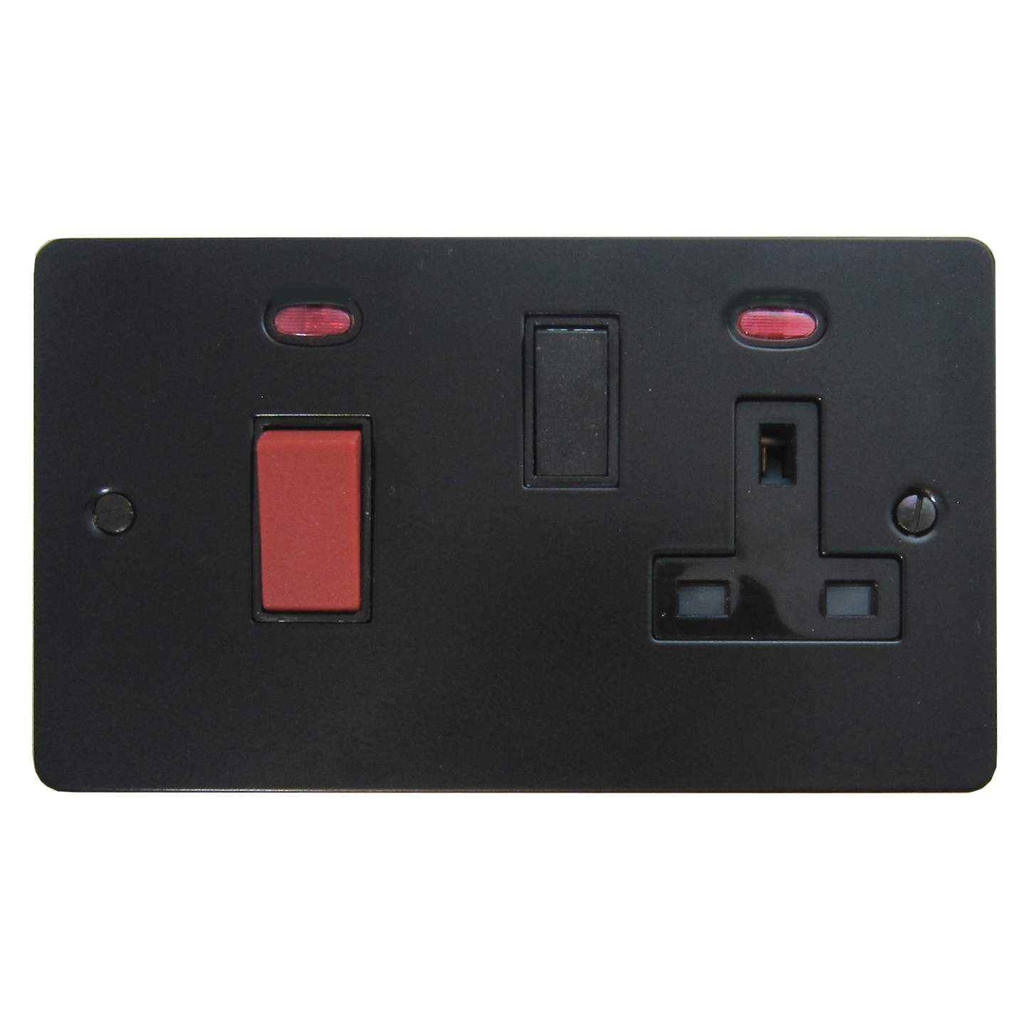 Flat Black 45 Amp Cooker Switch and Socket (Black Switch)