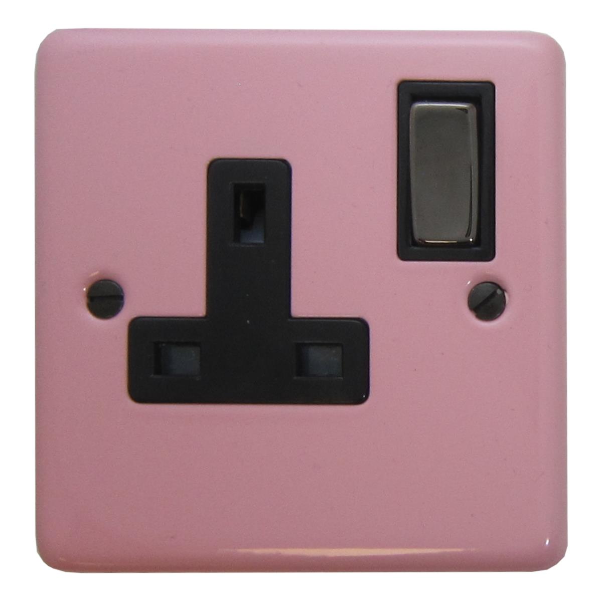 Contour Gloss Pink 1 Gang Socket (Black Nickel Switch)