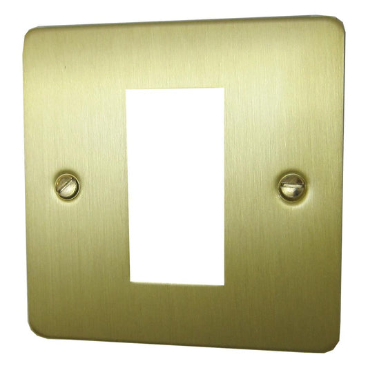 Flat Satin Brass 1 Gang Mod Plate & Frame