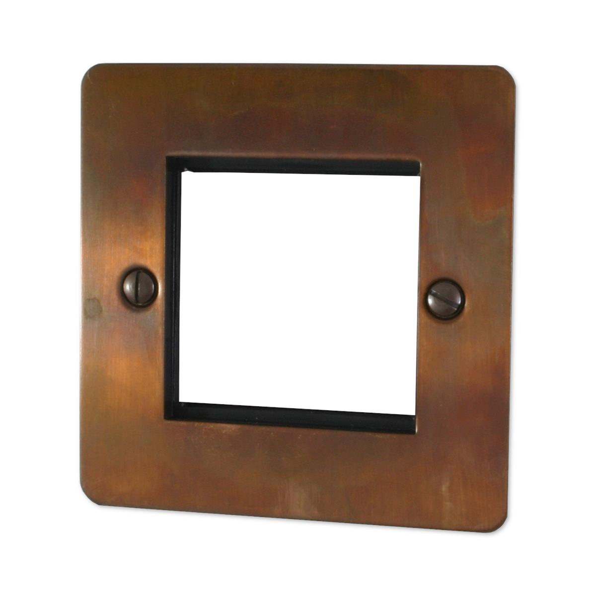 Flat Tarnished Copper 1 Gang 2 Module Plate + Frame