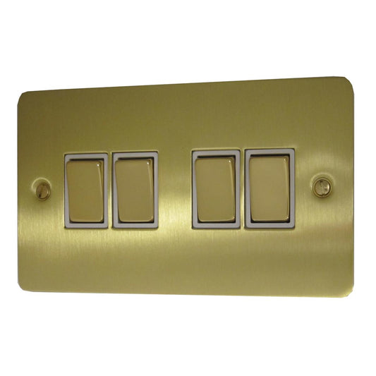 Flat Satin Brass 4 Gang Switch