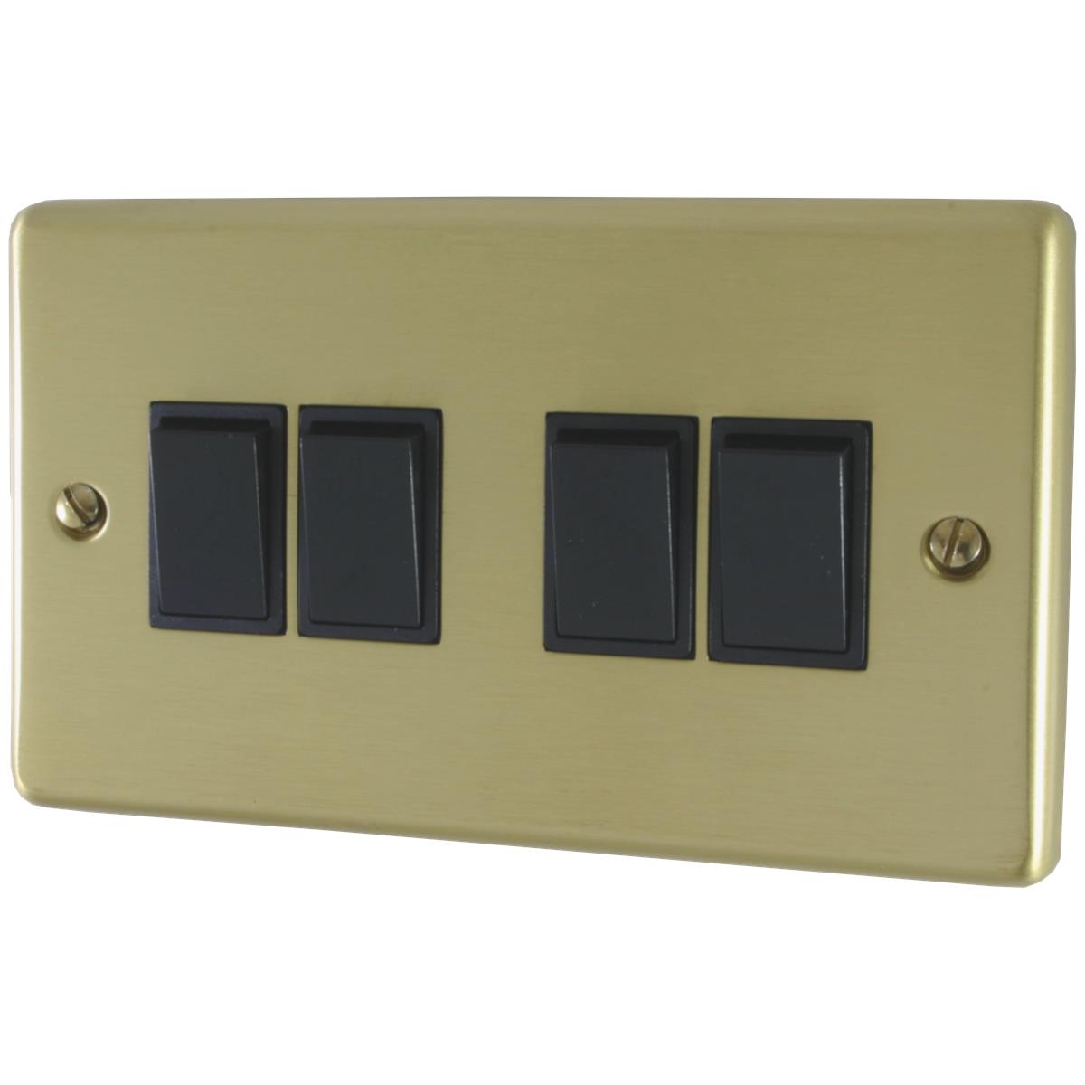 Contour Satin Brass 4 Gang 2 Way Switch