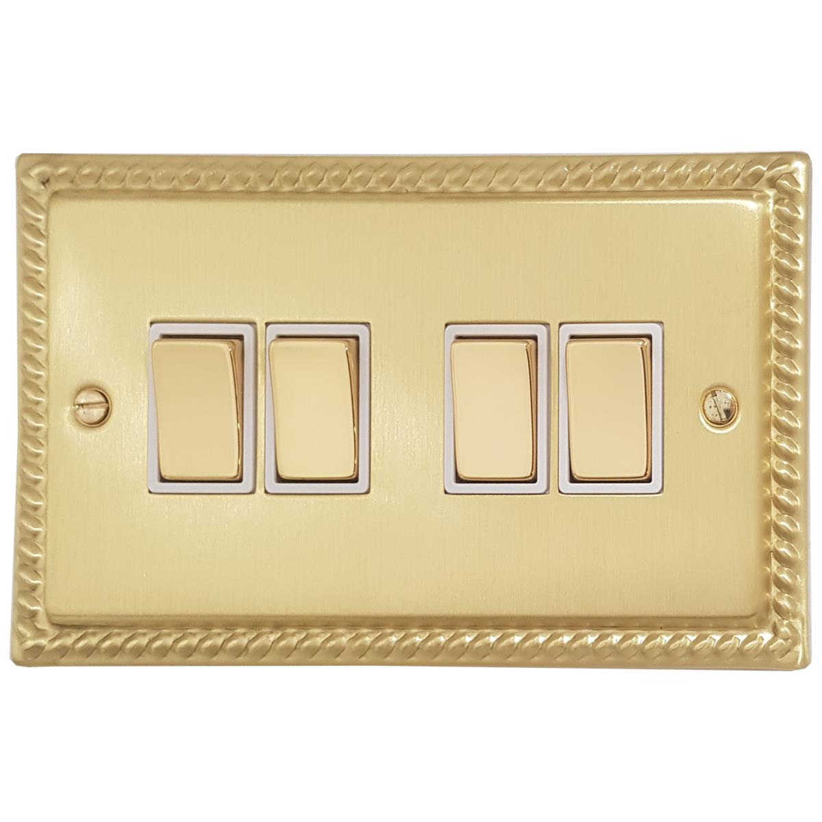 Monarch Satin Brass 4 Gang Switch