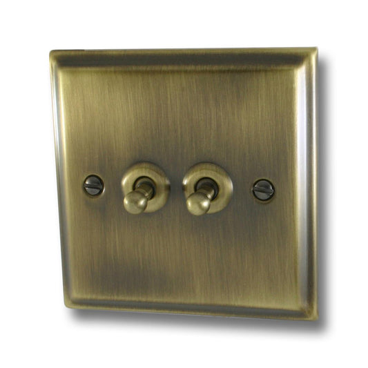 Deco Antique Brass 2 Gang Toggle Switch