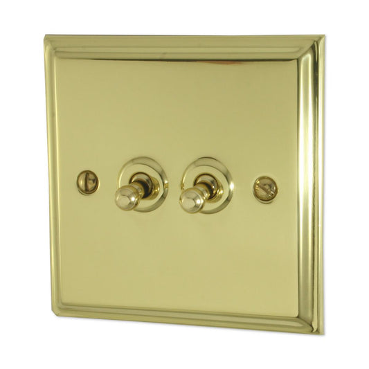 Deco Polished Brass 2 Gang Toggle