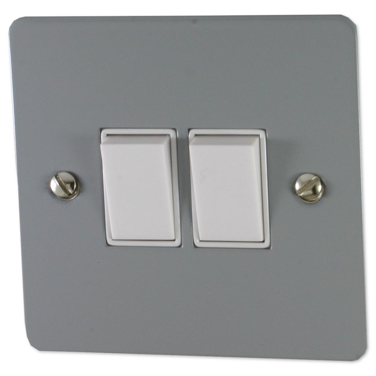 Flat Light Grey 2 Gang 2 Way Switch