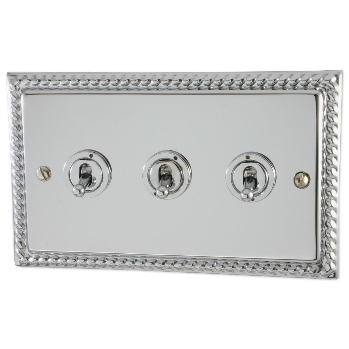 Monarch Polished Chrome 3 Gang Grid Toggle Plate