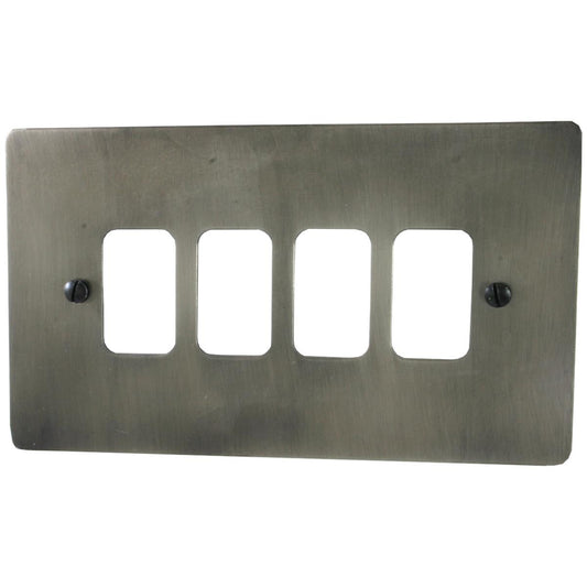 Flat Slate Effect 4 Gang Grid Plate