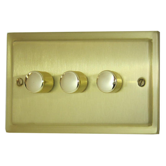 Trimline Satin Brass 3 Gang LED Dimmer