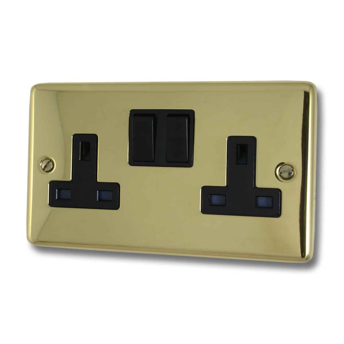 Contour  Polished Brass  2 Gang Socket