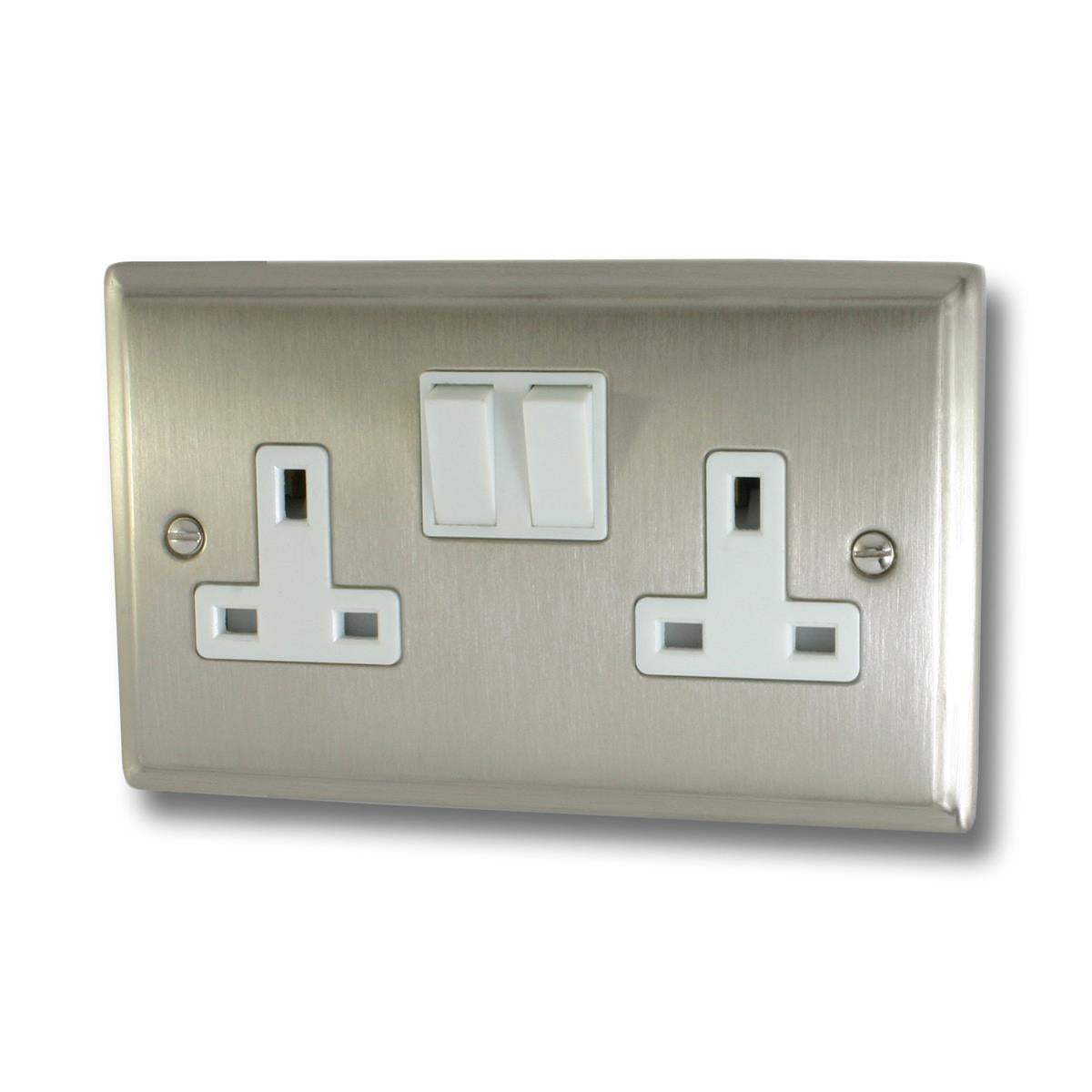 Deco Satin Nickel 2 Gang Socket