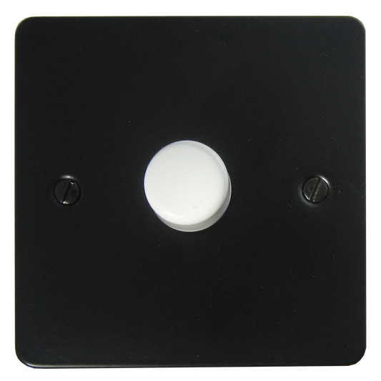 Flat Black 1 Gang LED Dimmer (White Caps)