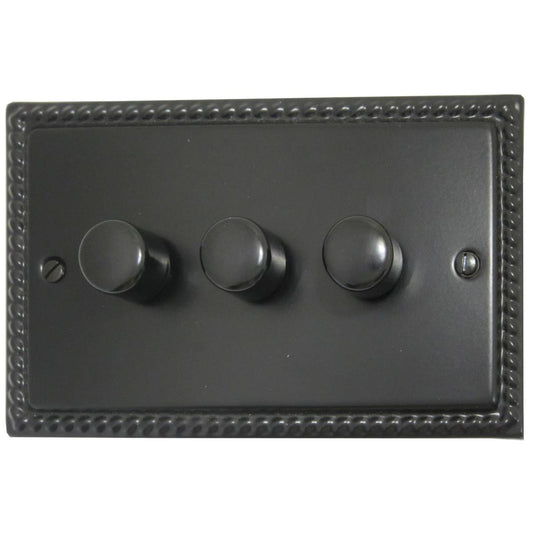 Monarch Flat Black 3 Gang Dimmer LED