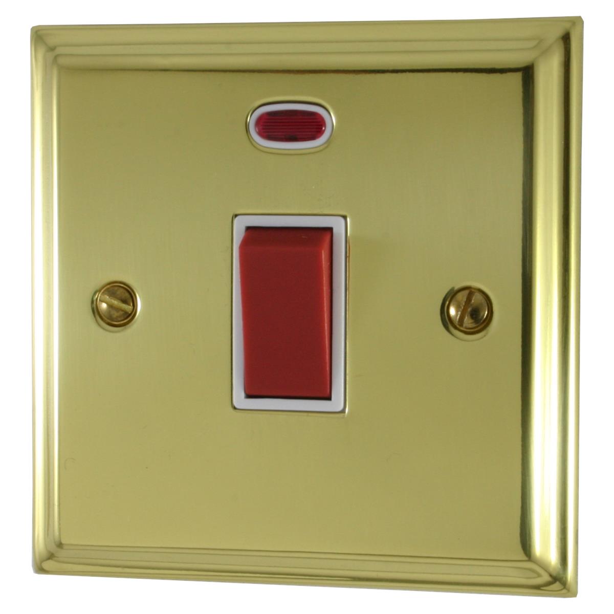 Deco Polished Brass 45 Amp Dp Switch & Neon