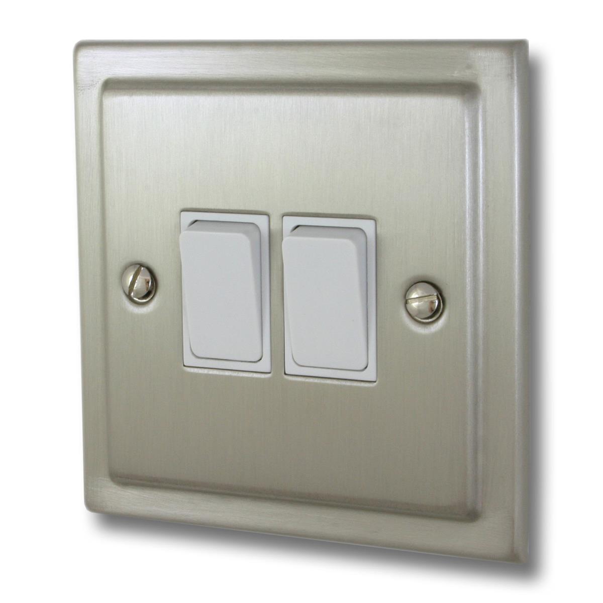 Trimline Satin Nickel 2 Gang 2 Way Switch