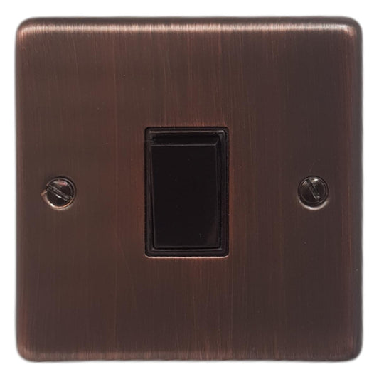 Contour Antique Copper 1 Gang Switch (Black Switch)