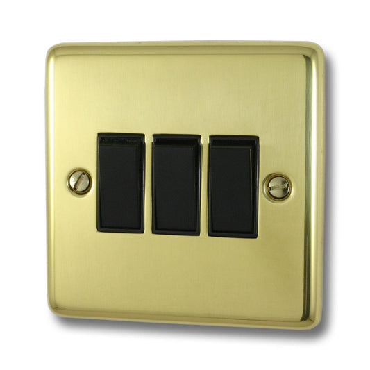 Contour Polished Brass 3 Gang 2 Way Switch