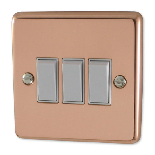 Contour Bright Copper 3 Gang 2 Way Switch
