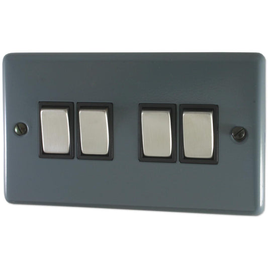 Contour Dark Grey 4 Gang 2 Way Switch