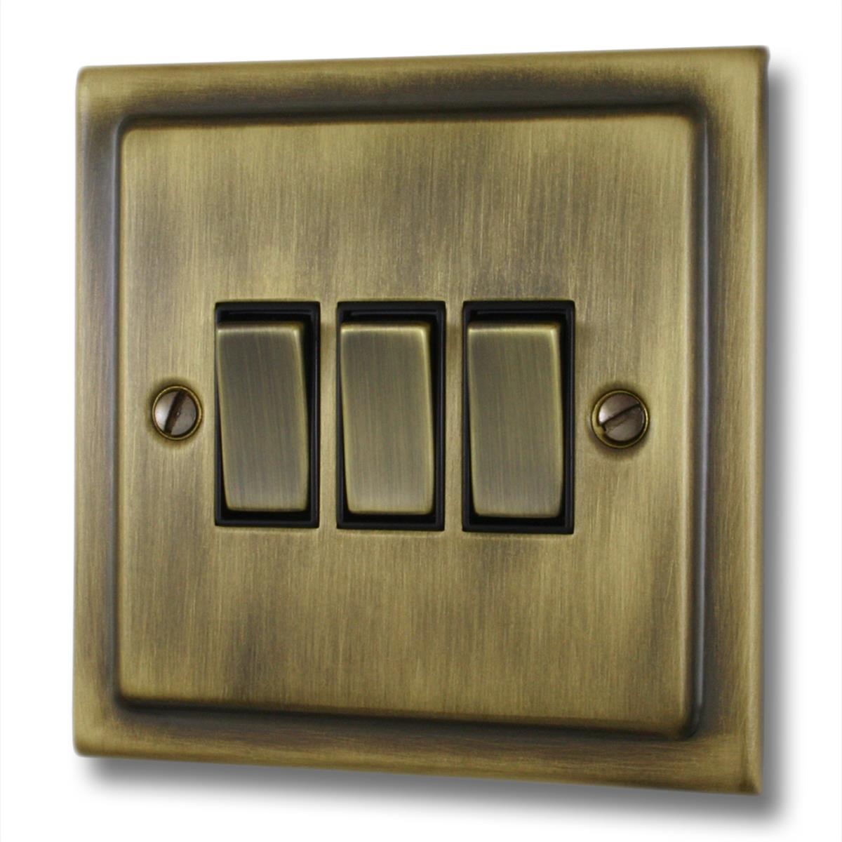 Trimline Antique Brass 3 Gang Switch (Brass Switches)