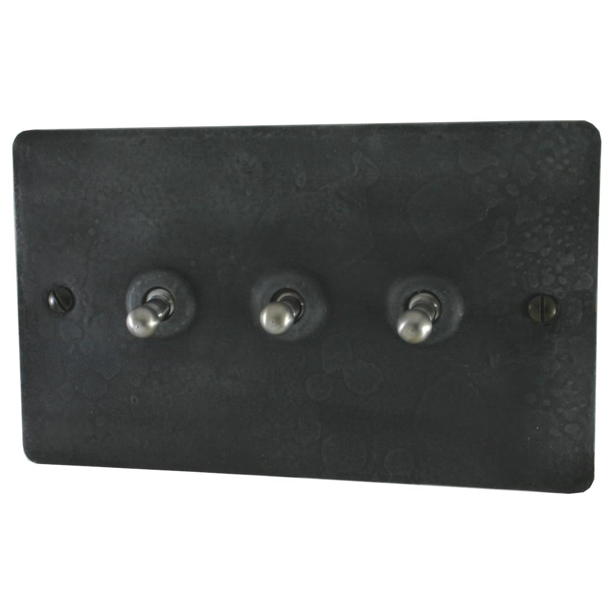 Flat Rustic Pewter 3 Gang 2 Way Toggle