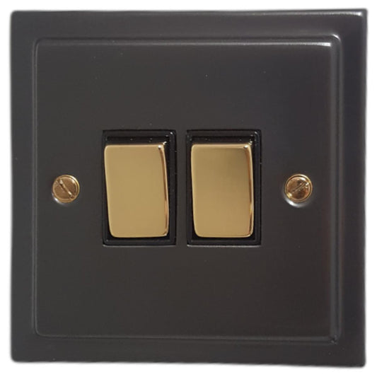 Trimline Black Bronze 2 Gang Switch