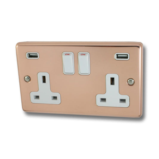 Contour Bright Copper 2 Gang Usb Socket