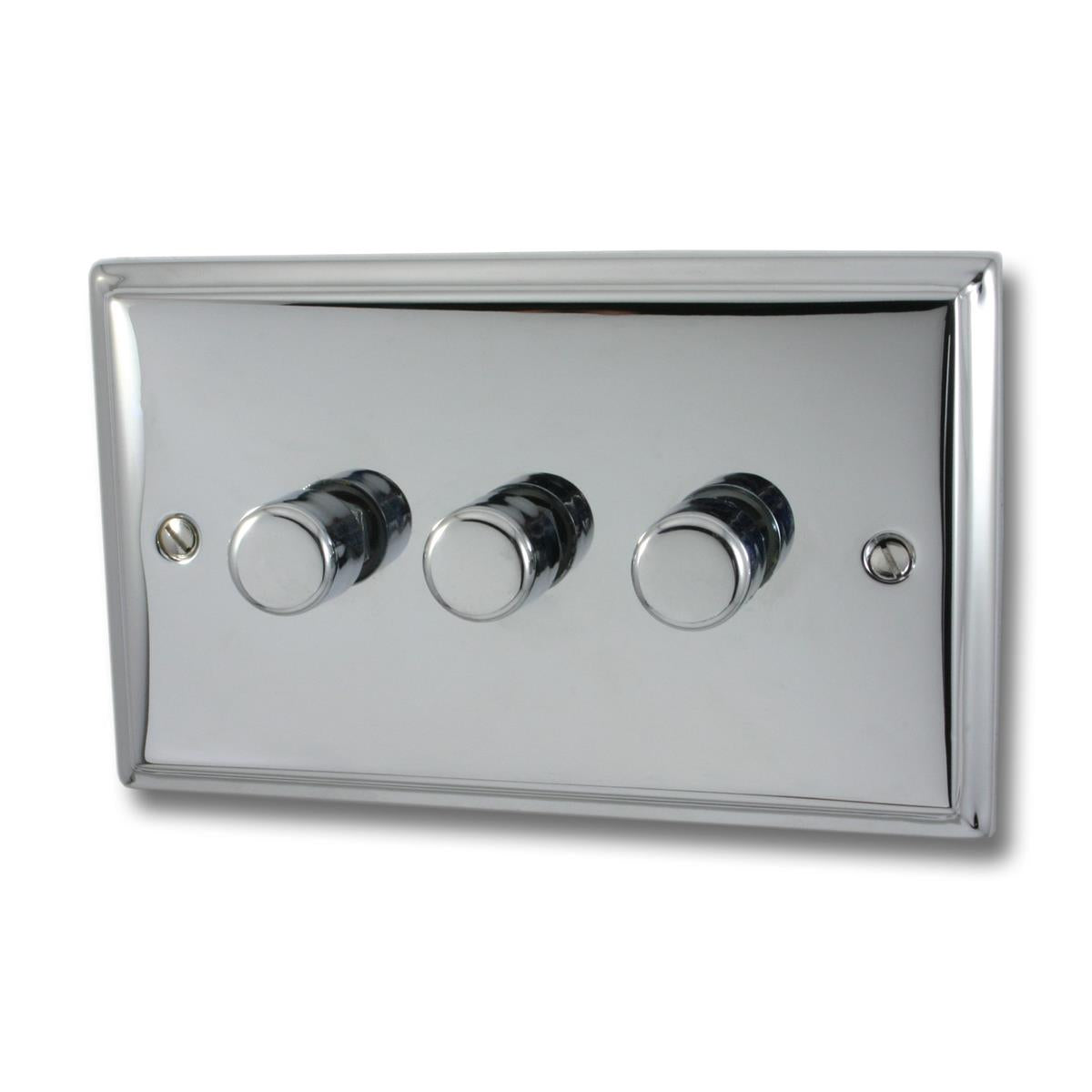 Deco Polished Chrome 3 Gang 120W LED Dimmer