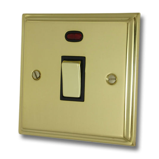 Deco Polished Brass 20 Amp Dp Switch & Neon