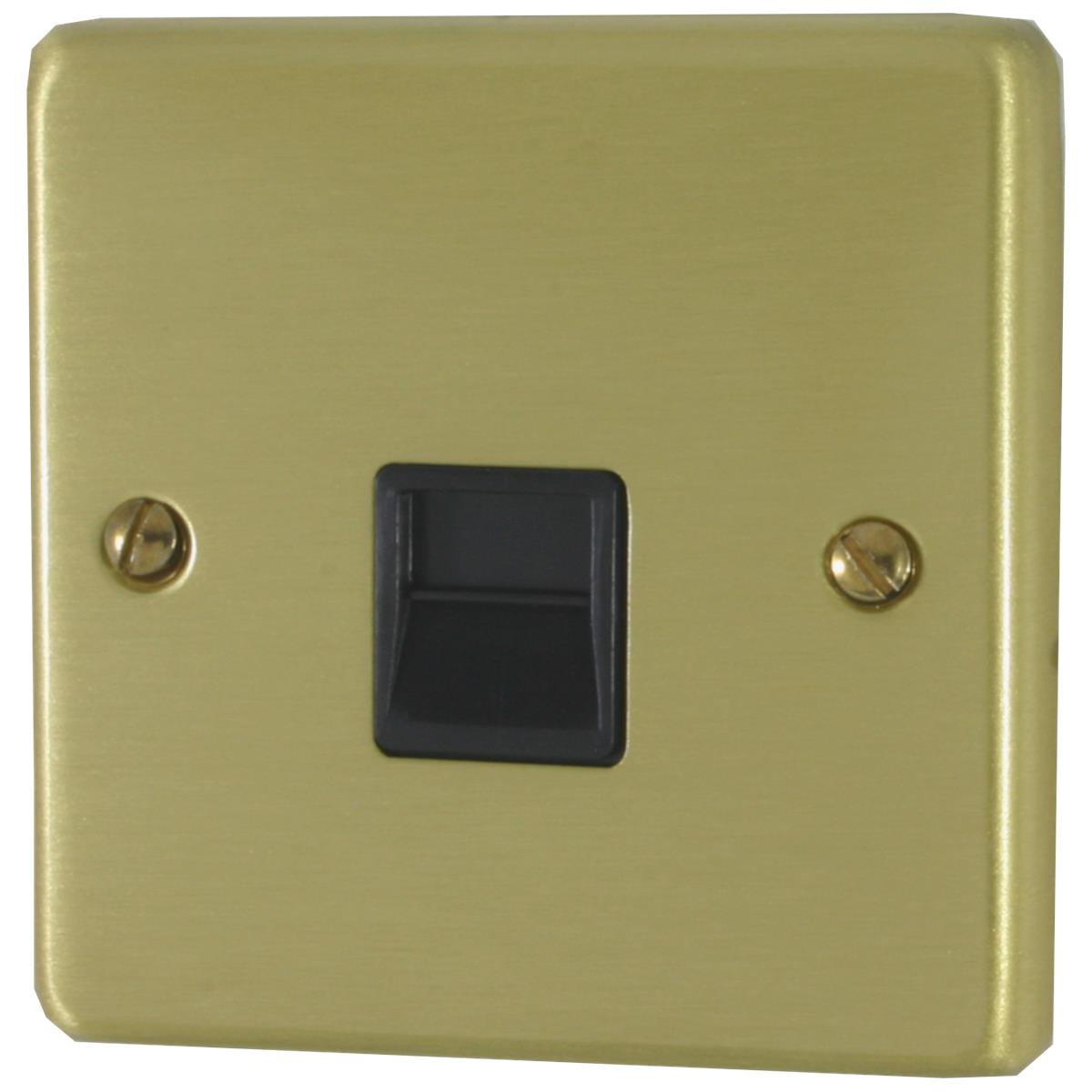 Contour Satin Brass Telephone Secondary Socket (Black Insert)