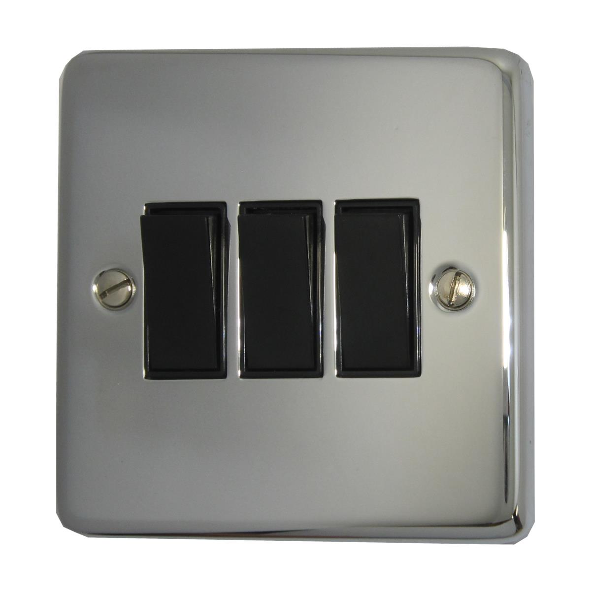 Contour Polished Chrome 3 Gang 2 Way Switch