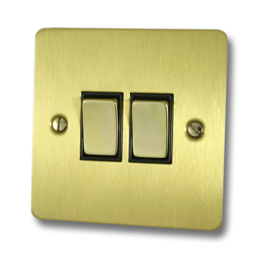 Flat Satin Brass 2 Gang Switch